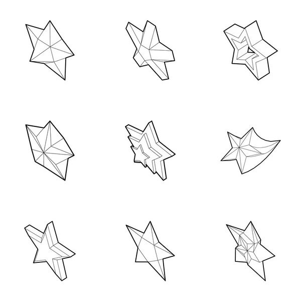 Star icons set, outline style — Stock Vector