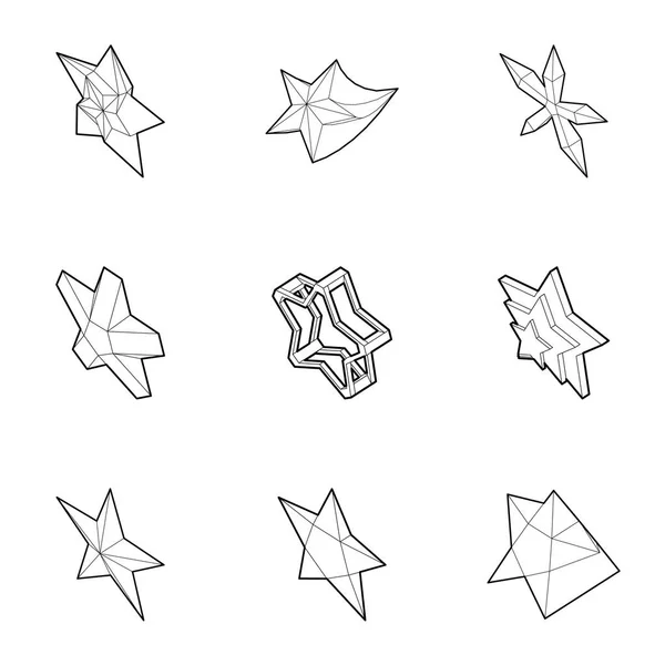 Rodzaje gwiazd zestaw ikon, styl konturu — Wektor stockowy