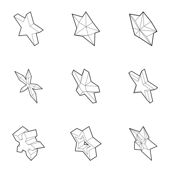 Set di icone a forma di stella, stile contorno — Vettoriale Stock