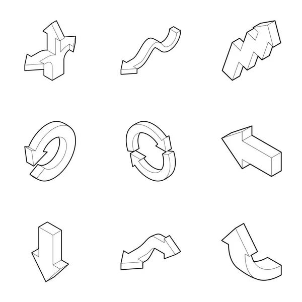 Jeu d'icônes flèches, style contour — Image vectorielle