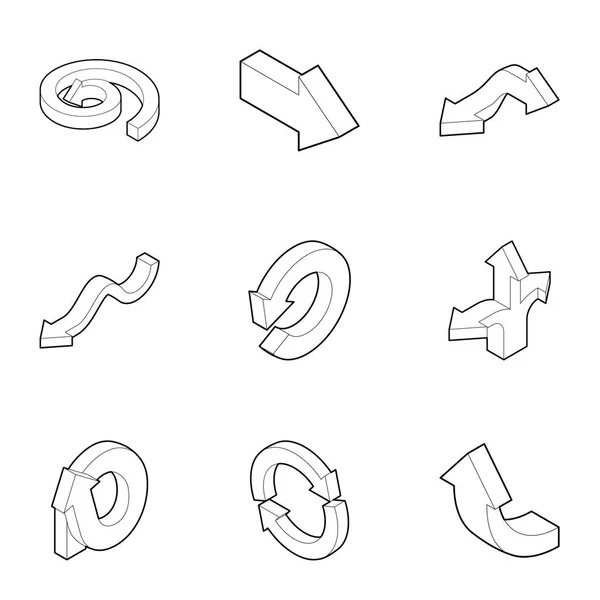 Pointeur icônes ensemble, style contour — Image vectorielle