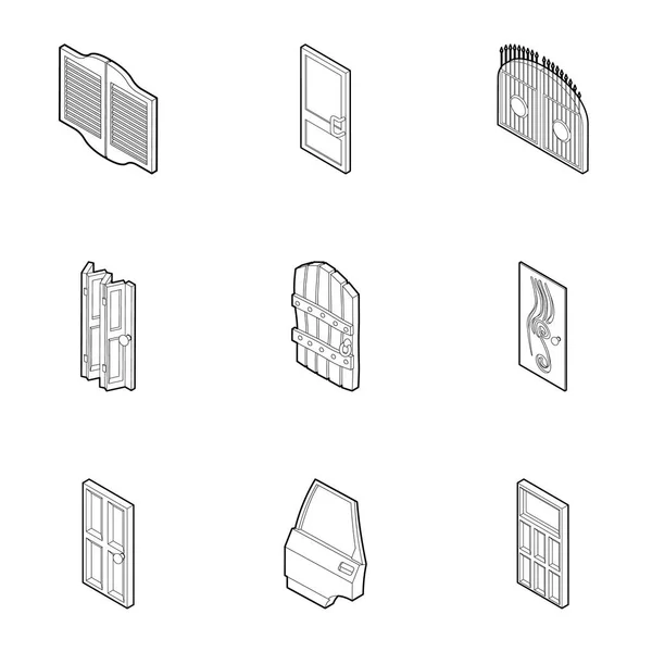 Вхід до набору іконок будинку, стиль контуру — стоковий вектор