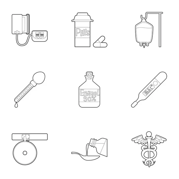 Conjunto de iconos médicos, estilo de contorno — Archivo Imágenes Vectoriales