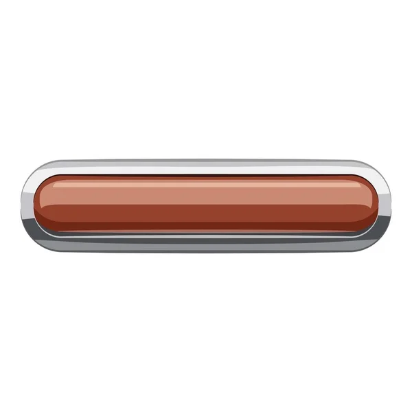Broun rectangular button icon, cartoon style — Stock Vector