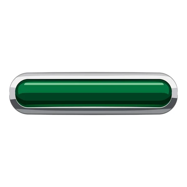 Icono de botón rectangular verde oscuro, estilo de dibujos animados — Archivo Imágenes Vectoriales