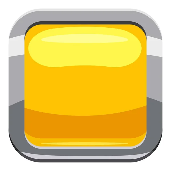 Icono de botón cuadrado amarillo, estilo de dibujos animados — Archivo Imágenes Vectoriales