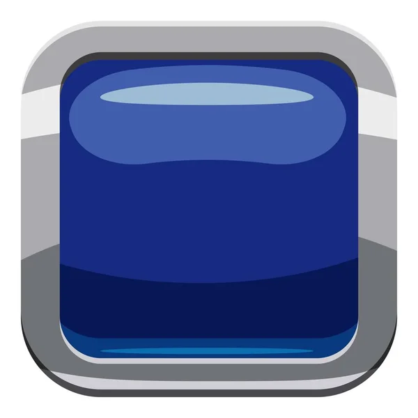 Icono azul botón cuadrado, estilo de dibujos animados — Archivo Imágenes Vectoriales