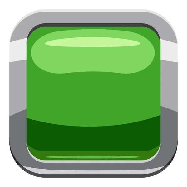 Ljus gröna fyrkantiga knappikonen, tecknad stil — Stock vektor