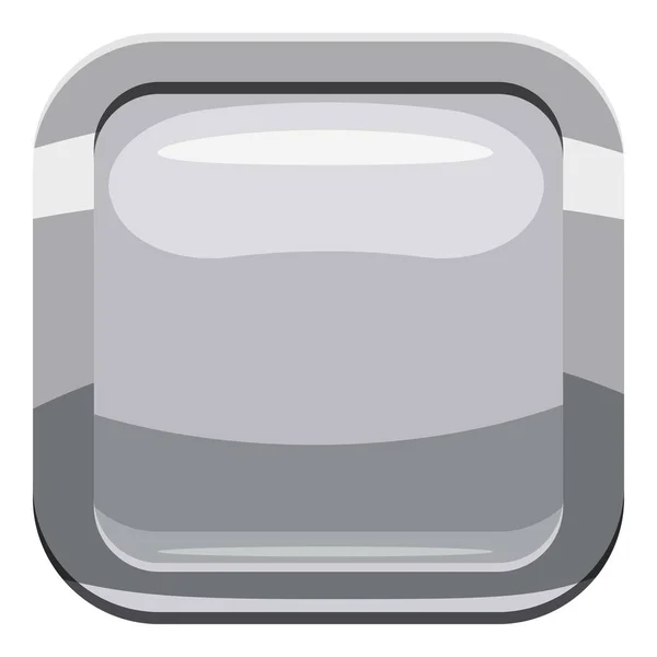 Szary przycisk kwadratowa ikona, stylu cartoon — Wektor stockowy