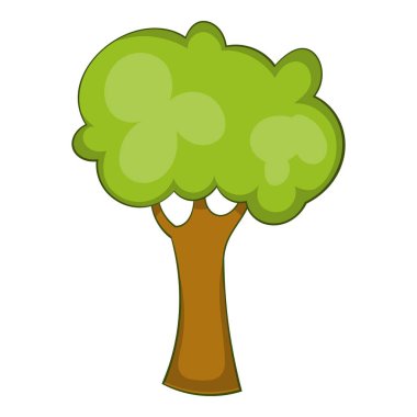 Yeşil ağaç simgesiyle, karikatür tarzı