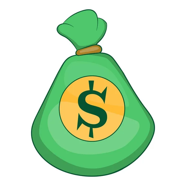 Icono de bolsa de dinero, estilo de dibujos animados — Vector de stock