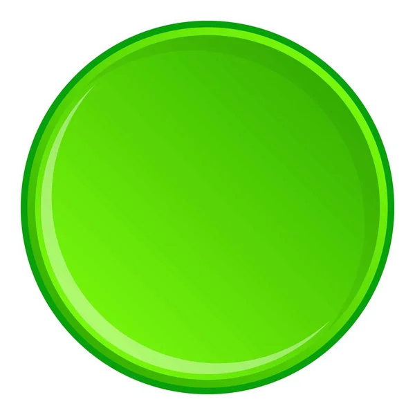 Groene ronde knoppictogram, cartoon stijl — Stockvector
