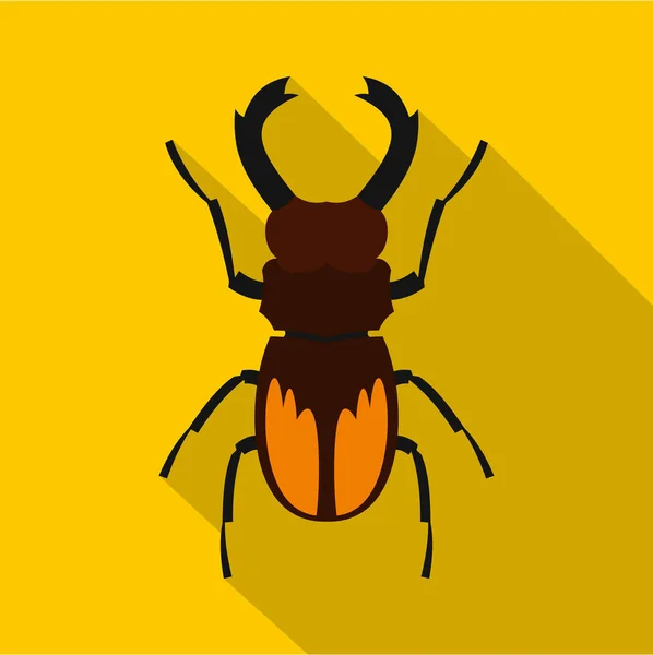 Icona di scarabeo cervo, stile piatto — Vettoriale Stock
