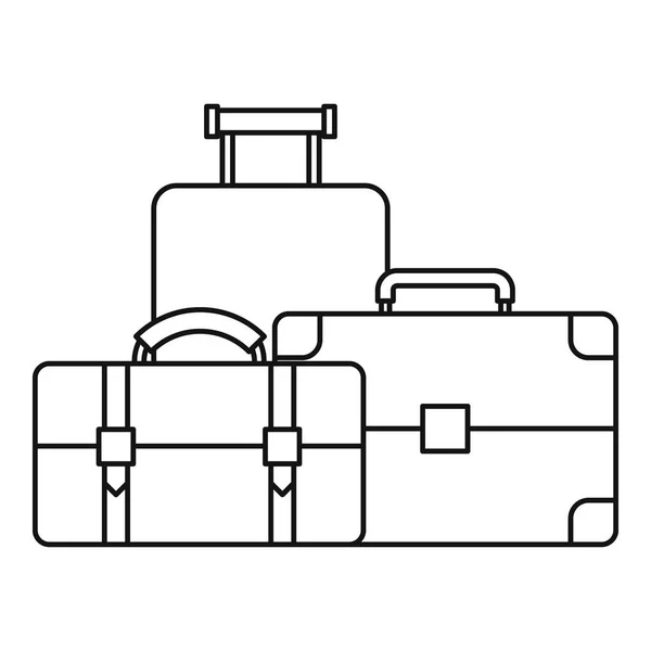 Значок багажу, стиль контуру — стоковий вектор