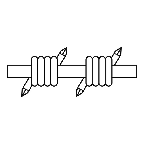 Drut kolczasty ikona, styl konturu — Wektor stockowy