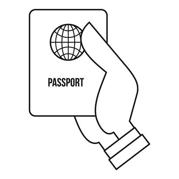 Icono de pasaporte, estilo de esquema — Archivo Imágenes Vectoriales