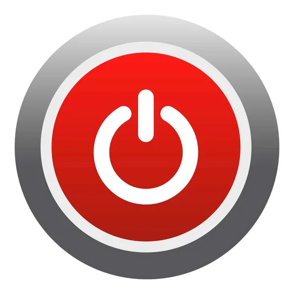 Icono de botón rojo de encendido, estilo plano — Archivo Imágenes Vectoriales