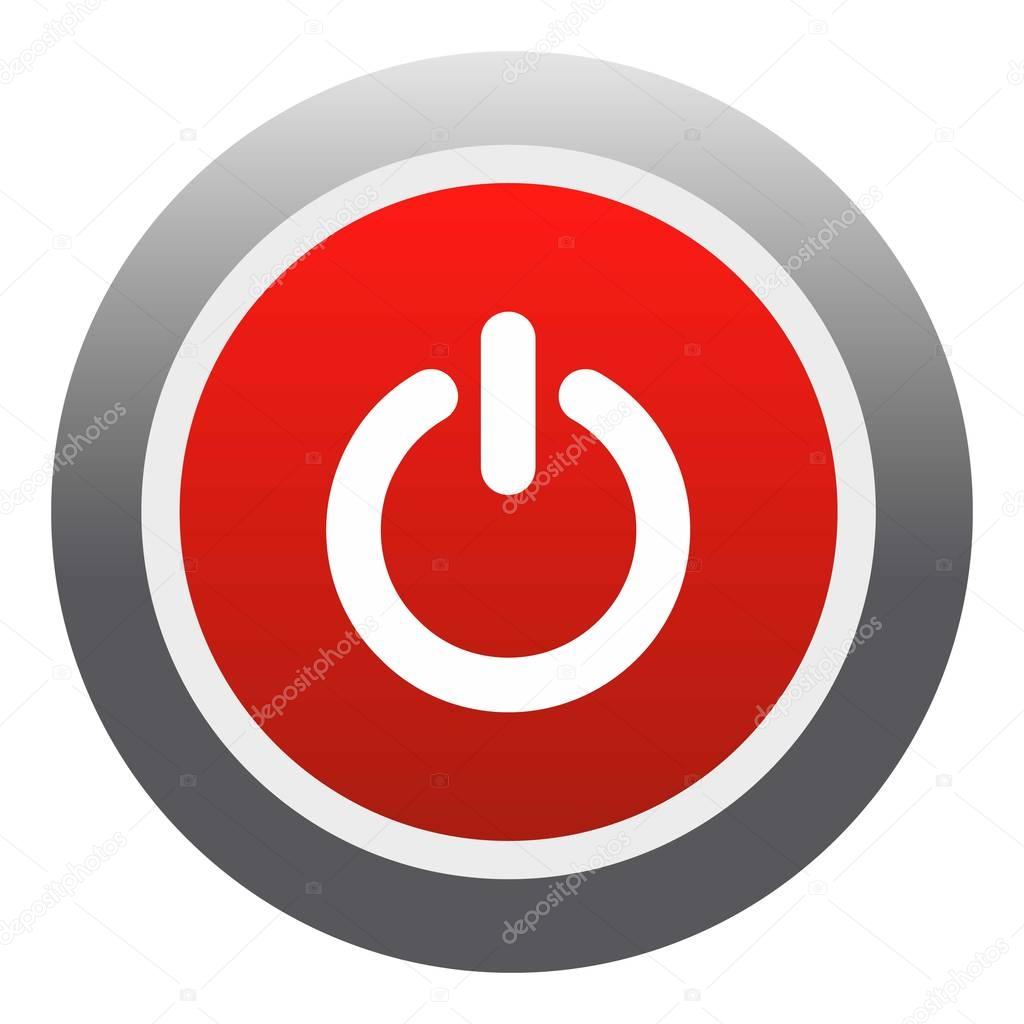Power red button icon. Flat illustration of power red button vector icon for web