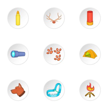 Icons set, karikatür tarzı yürüyüş