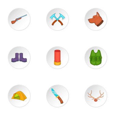 Doğa turizm Icons set, karikatür tarzı