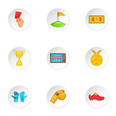 Futbol Icons set, karikatür tarzı