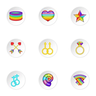 Gey ve lezbiyenlerin Icons set, karikatür tarzı