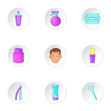 Saç modeli Icons set, karikatür tarzı