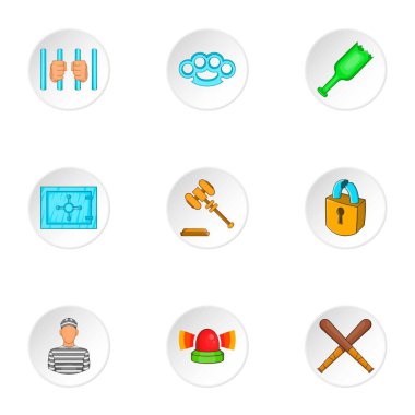 Soygun Icons set, karikatür tarzı