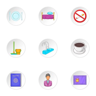 Otel simgeler kümesi içinde kalmak, karikatür tarzı