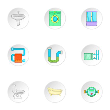 Banyo Icons set, karikatür tarzı