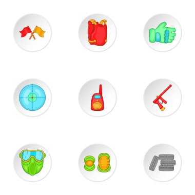 Paintball Icons set, karikatür tarzı
