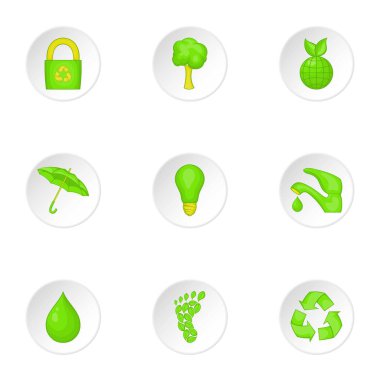 Ekoloji Icons set, karikatür tarzı