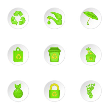 Doğal çevre Icons set, karikatür tarzı