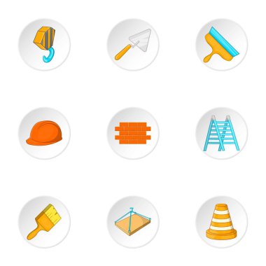 İnşaat Icons set, karikatür tarzı