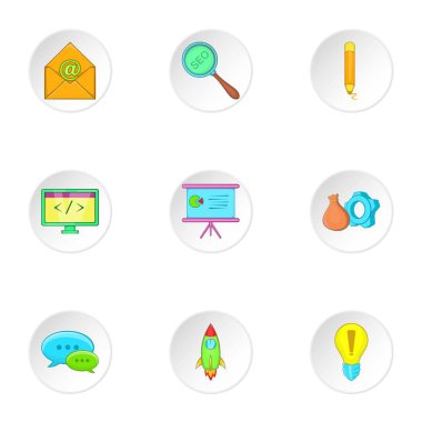SEO Optimizasyon Icons set, karikatür tarzı