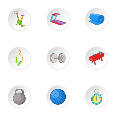 Egzersiz Oda Icons set, karikatür tarzı