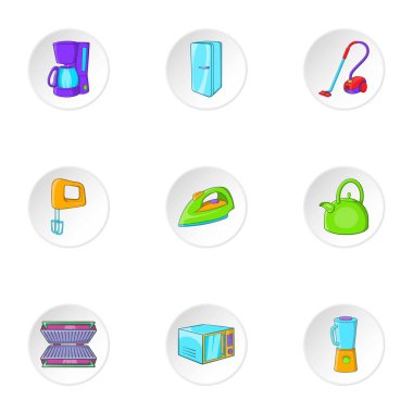 Ev elektroniği Icons set, karikatür tarzı
