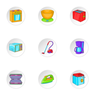 Teknik Icons set, karikatür tarzı