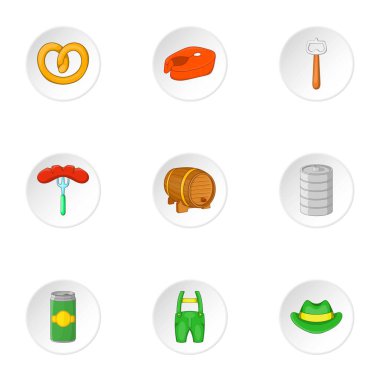 Oktoberfest Icons set, karikatür tarzı