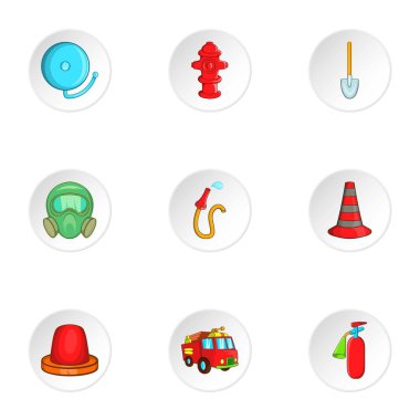 Ateşli meslek Icons set, karikatür tarzı