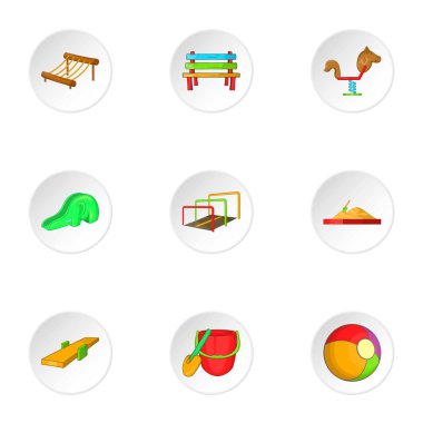 Çocuk simgeler kümesi, karikatür tarzı için salıncaklar