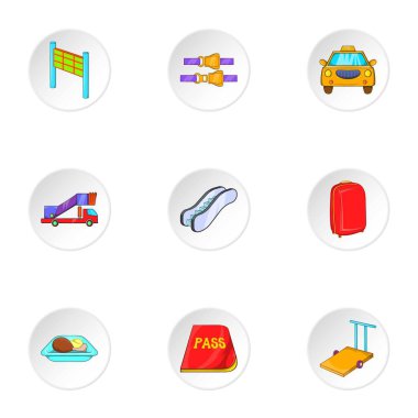 Havaalanı Icons set, karikatür tarzı kontrol