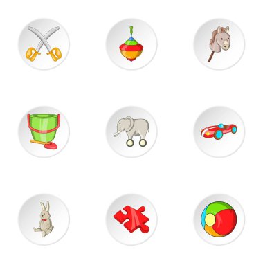 Çocuk oyun Icons set, karikatür tarzı