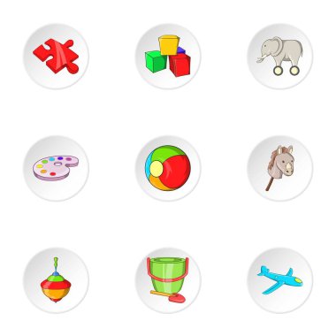 Icons set, karikatür tarzı çocuklar eğlenceli