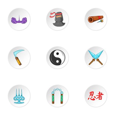 Savaşçı Icons set, karikatür tarzı