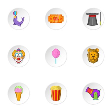 Sirk performans Icons set, karikatür tarzı