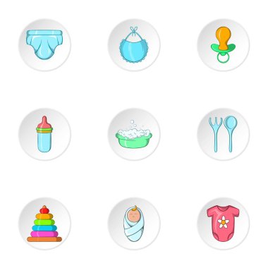 Yeni doğan Icons set, karikatür tarzı