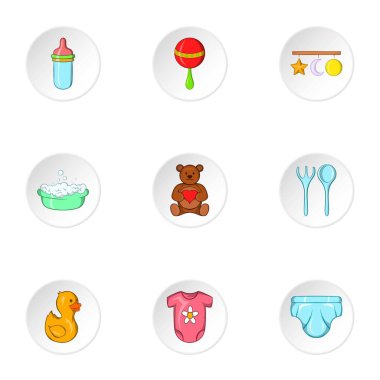 Çocuk Icons set, karikatür tarzı