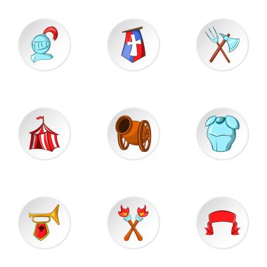 Askeri zırh Icons set, karikatür tarzı