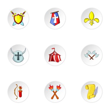 Askeri Orta Çağ simgeler ayarla, tarzı çizgi film